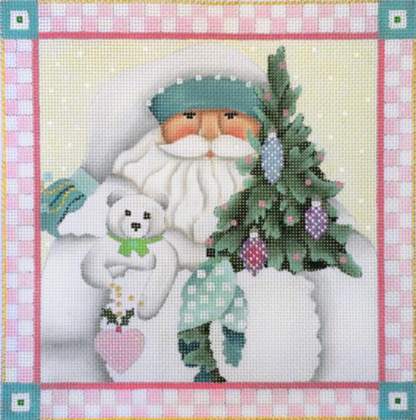click here to view larger image of Winter White Santa Pillow (hand painted canvases)