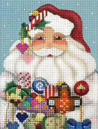 click here to view larger image of Candy Santa Ornament (hand painted canvases)