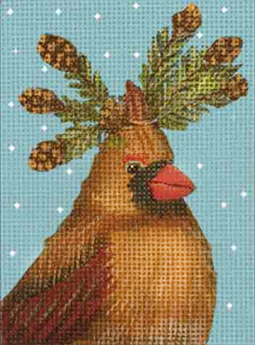 click here to view larger image of Cardinal Evergreen Ornament (hand painted canvases)