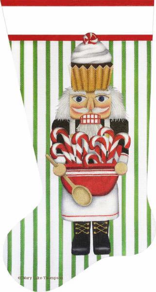 click here to view larger image of Cupcake Nutcracker Stocking (hand painted canvases)
