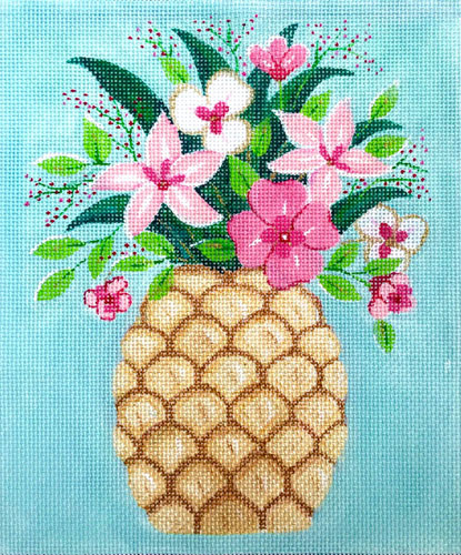 click here to view larger image of Pineapple With Flowers (hand painted canvases)
