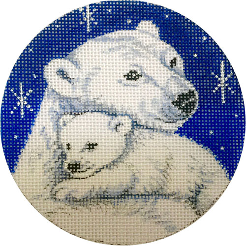click here to view larger image of Polar Bear Mama and Cub Ornament (hand painted canvases)