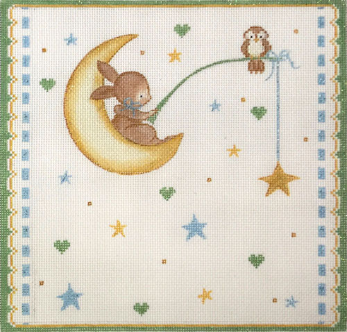 click here to view larger image of Bunny Fishing For A Star (hand painted canvases)