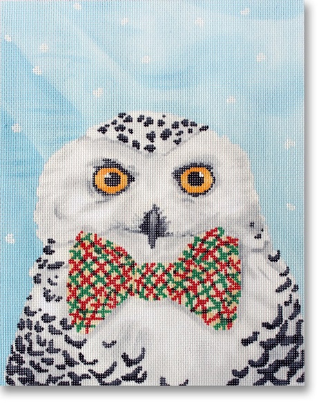 click here to view larger image of Snowy Owl w/Bowtie (hand painted canvases)