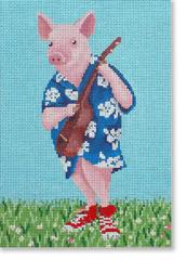 click here to view larger image of Pig With Ukulele (hand painted canvases)