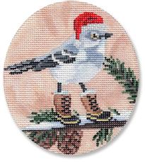 click here to view larger image of Mockingbird w/Red Hat and Boots Ornament (hand painted canvases)