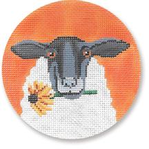 click here to view larger image of Sheep With Daisy Ornament (hand painted canvases)