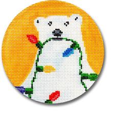click here to view larger image of Polar Bear With Lights Ornament (hand painted canvases)
