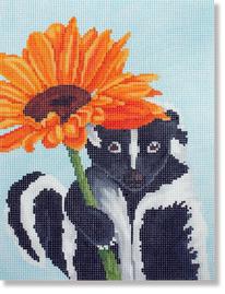 click here to view larger image of Skunk With Flower (Small) (hand painted canvases)