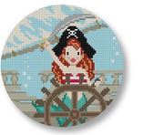 click here to view larger image of Mermaid Pirate Ornament (hand painted canvases)