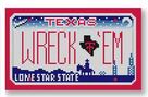 click here to view larger image of Mini License Plate - Wreck Em - Texas (hand painted canvases)