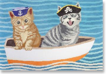click here to view larger image of Puss In Boat (hand painted canvases)