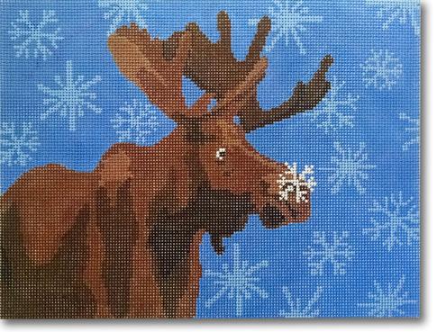 click here to view larger image of Moose and Snowflake (hand painted canvases)