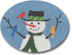 click here to view larger image of Snowman w/Birds Ornament (hand painted canvases)
