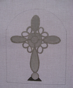 click here to view larger image of Mercury Looped Cross (hand painted canvases)