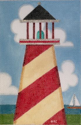 click here to view larger image of Red Lighthouse  (hand painted canvases)