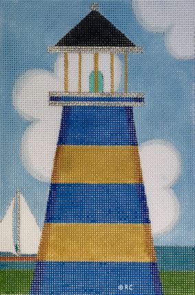 click here to view larger image of Blue Lighthouse   (hand painted canvases)