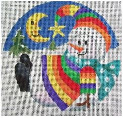 click here to view larger image of Sun/Moon Snowman Ornament (hand painted canvases)