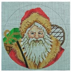 click here to view larger image of Snowshoe Santa Ornament (hand painted canvases)