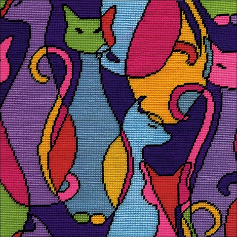 click here to view larger image of Colorful Cats Needlepoint Kit (needlepoint kits)