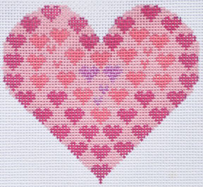 click here to view larger image of Small Pink Hearts Heart (hand painted canvases)