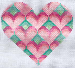 click here to view larger image of Pink/Green Heart (hand painted canvases)