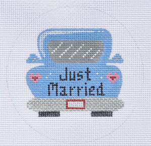 click here to view larger image of Just Married Car Ornament (hand painted canvases)