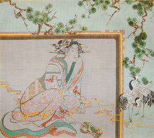 click here to view larger image of Geisha/Japanese Cranes (hand painted canvases)