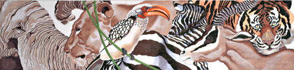 click here to view larger image of Wild Animals Table Runner (hand painted canvases)