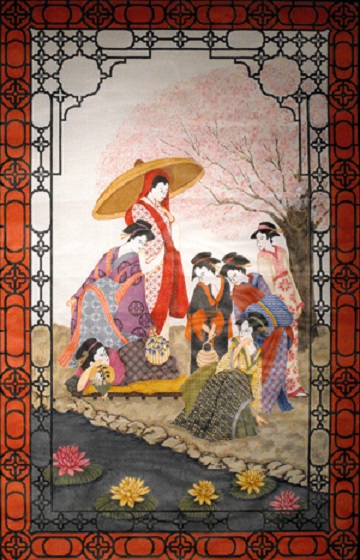 click here to view larger image of Seven Geishas Wall Hanging (hand painted canvases)