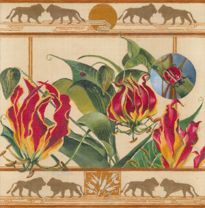 click here to view larger image of African Gloriosa Lily/Lions (hand painted canvases)