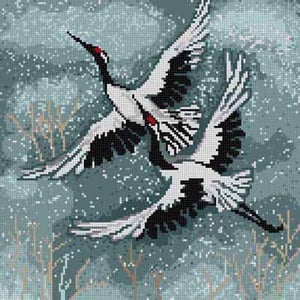 click here to view larger image of Flying Cranes (hand painted canvases)