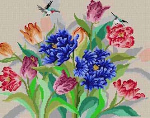 click here to view larger image of Tulips & Hummingbirds (hand painted canvases)