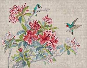 click here to view larger image of Hummingbirds & Flowers (hand painted canvases)
