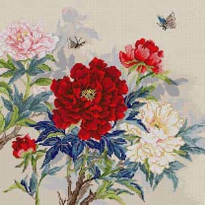 click here to view larger image of Peonies & Butterflies (hand painted canvases)