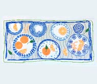 click here to view larger image of Blue Plate Bolster 13M (hand painted canvases)