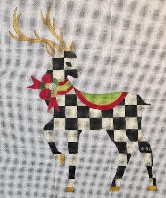 click here to view larger image of Standing Checked Reindeer (hand painted canvases)