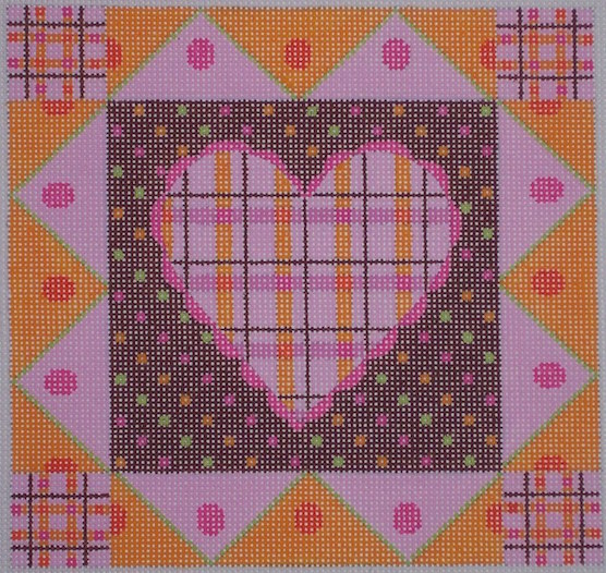 click here to view larger image of Pink Plaid Heart (hand painted canvases)