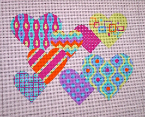 click here to view larger image of Pattern Hearts (hand painted canvases)
