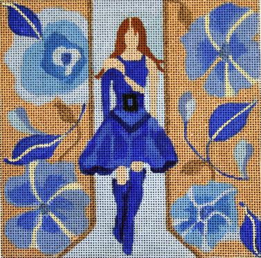 click here to view larger image of Blue Dress - Windows of Milan (hand painted canvases)