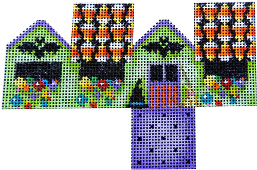 click here to view larger image of Halloween Bats/Candy Corn Mini Cottage (hand painted canvases)