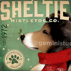 click here to view larger image of Sheltie Mistletoe Company (hand painted canvases)