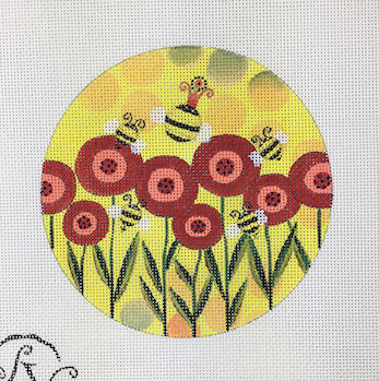 click here to view larger image of Queen Bee Poppies w/Stitch Guide (hand painted canvases)