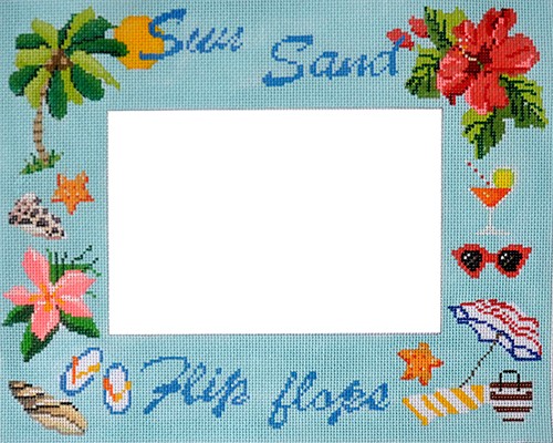 click here to view larger image of Sun Sand Flip Flops Picture Frame (hand painted canvases)
