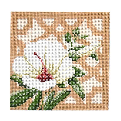 click here to view larger image of Trellis Coaster - Hibiscus (hand painted canvases)