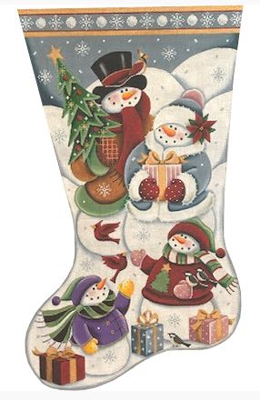 click here to view larger image of Christmas at the Frosties Stocking - 13m (hand painted canvases)