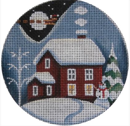 click here to view larger image of Red Winter Cabin Ornament (hand painted canvases)