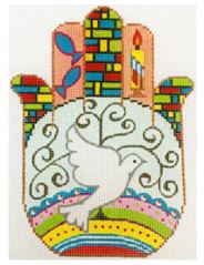click here to view larger image of Dove Hamsa (hand painted canvases)