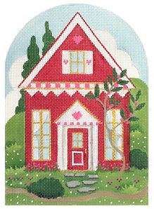 click here to view larger image of Red Door/White Roof House (hand painted canvases)