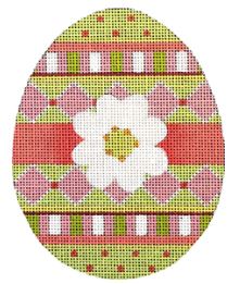 click here to view larger image of White Flower Trellis Egg (hand painted canvases)